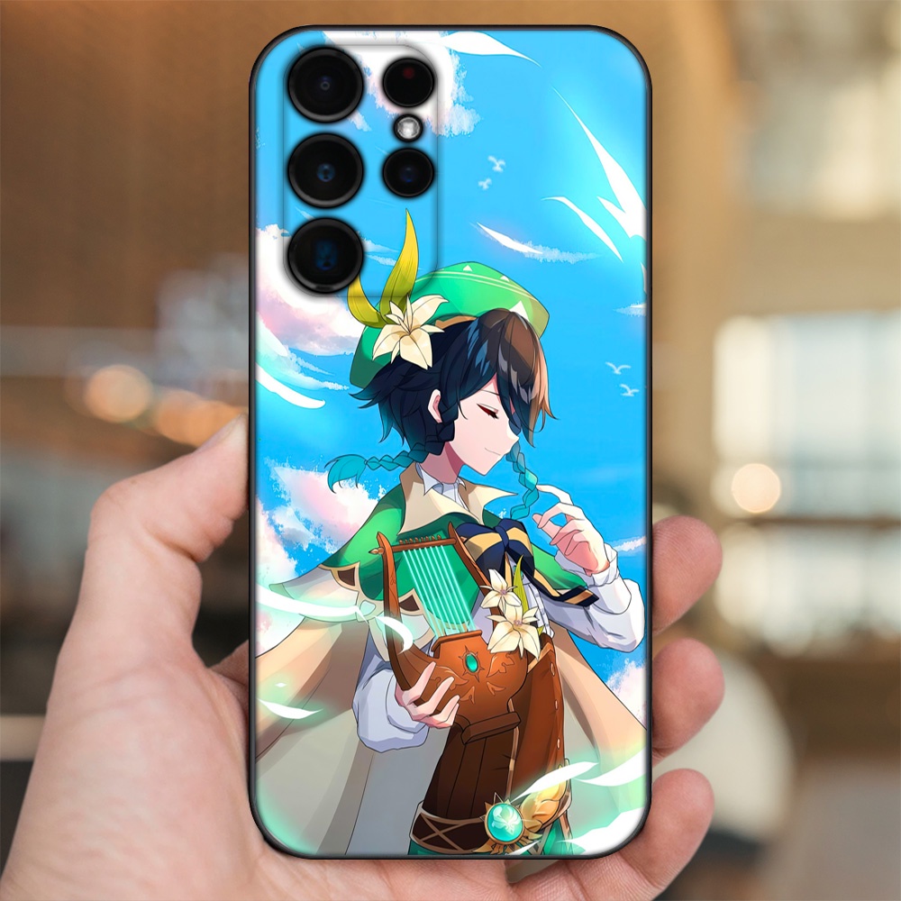 Ốp lưng Samsung S21 Ultra, S22 Ultra viền đen in hình Venti Genshin Impact