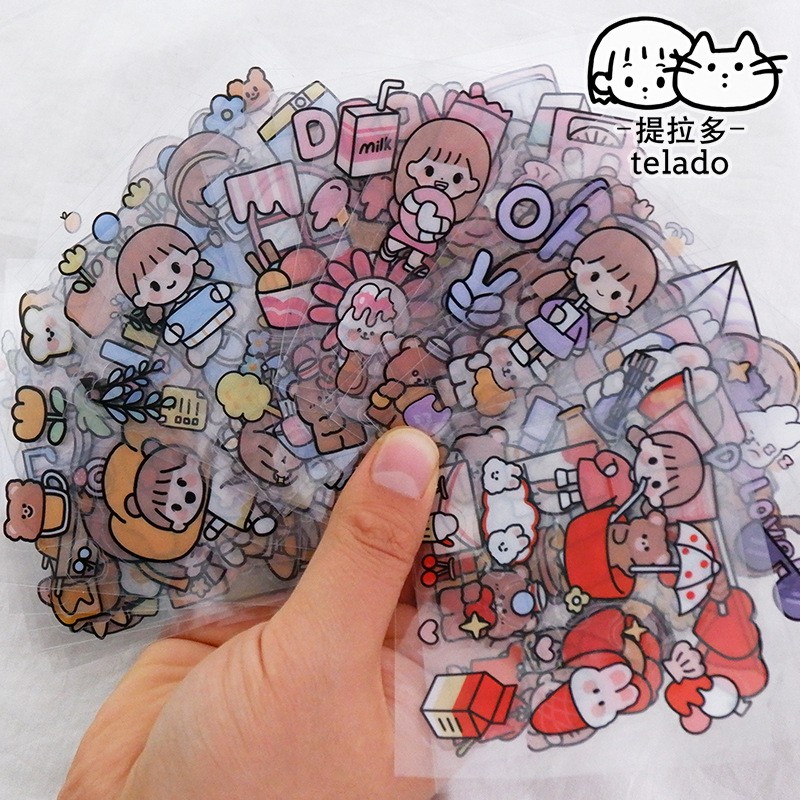 Bộ 100 tấm sticker Telado Happy day hình dán PET washi trang trí sổ | BSB201