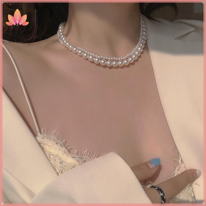 Vòng cổ Hai Lớp Đính Ngọc Trai Nhân Tạo Thời Trang Dành Cho Nữ JP5