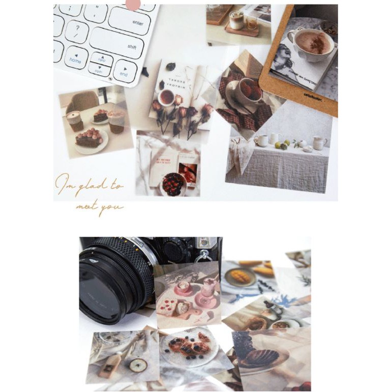 Hộp 55 sticker và giấy nền Nhật ký Paris style Vintage trang trí bullet journal | BSB159