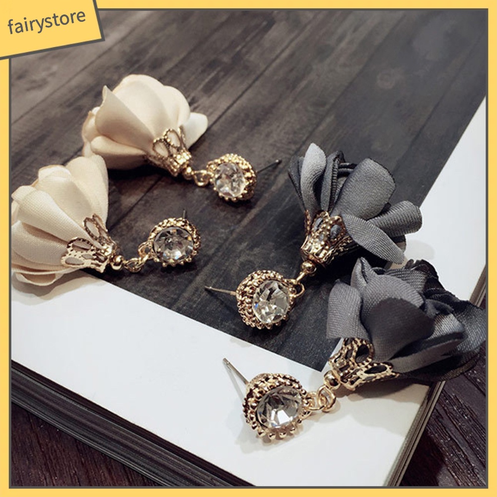 Bông Tai Hình Hoa Đính Đá Thời Trang Cho Nữ