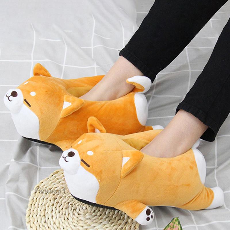[Fenteer1] Dép Bông Hình Chú Chó Shiba Inu Vui Nhộn Cho Nữ