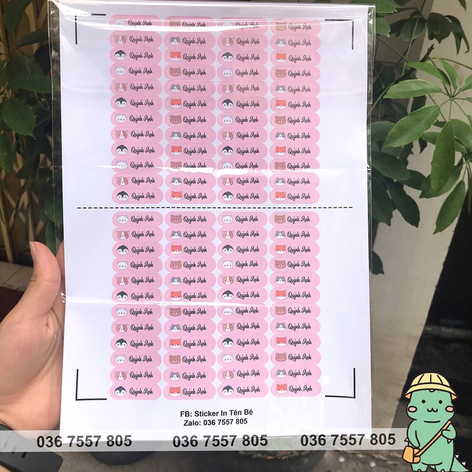 Sticker Dán In Tên Bé thiết kế theo yêu cầu  - dán đồ dùng học tập cho học sinh - giá rẻ nhất năm 2020