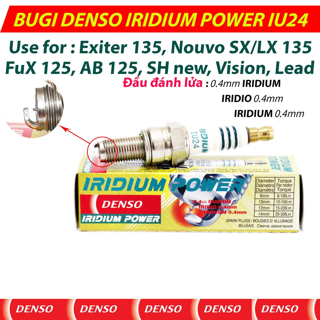 Bugi DENSO IRIDIUM POWER IU 24 ( Exiter 135, Nouvo SX/LX 135, FuX 125, AB 125)