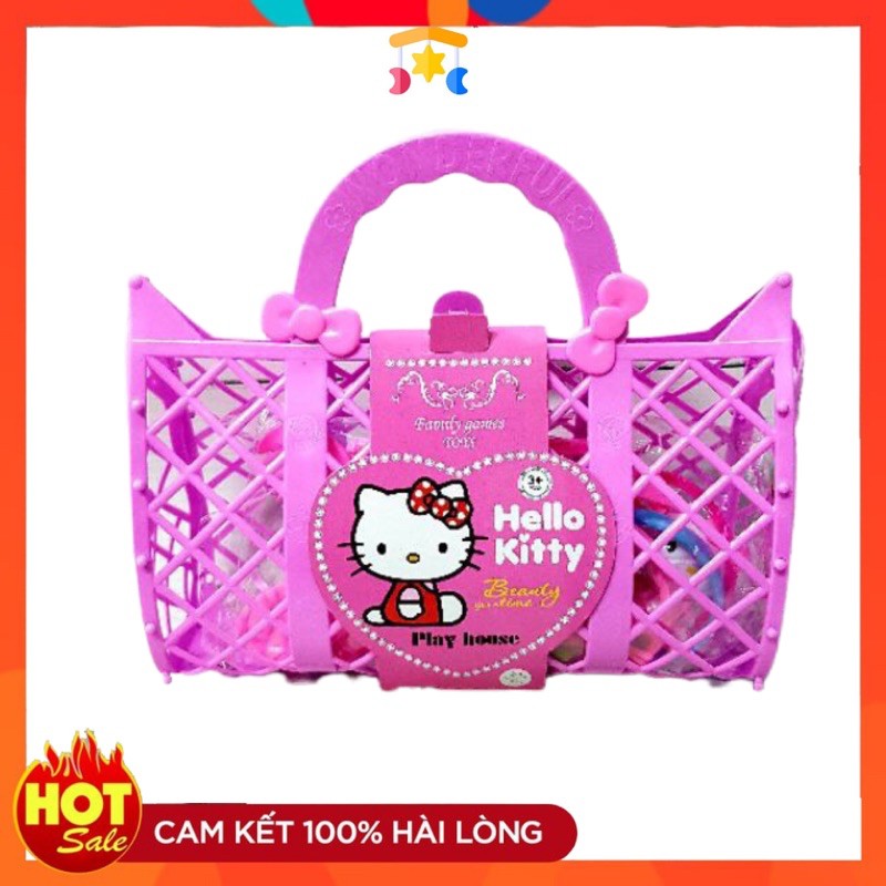 Túi Xách Đồ Chơi Hello Kitty Trang Điểm Làm Đẹp & Cắt Hoa Quả Dễ Thương Cho Bé Gái