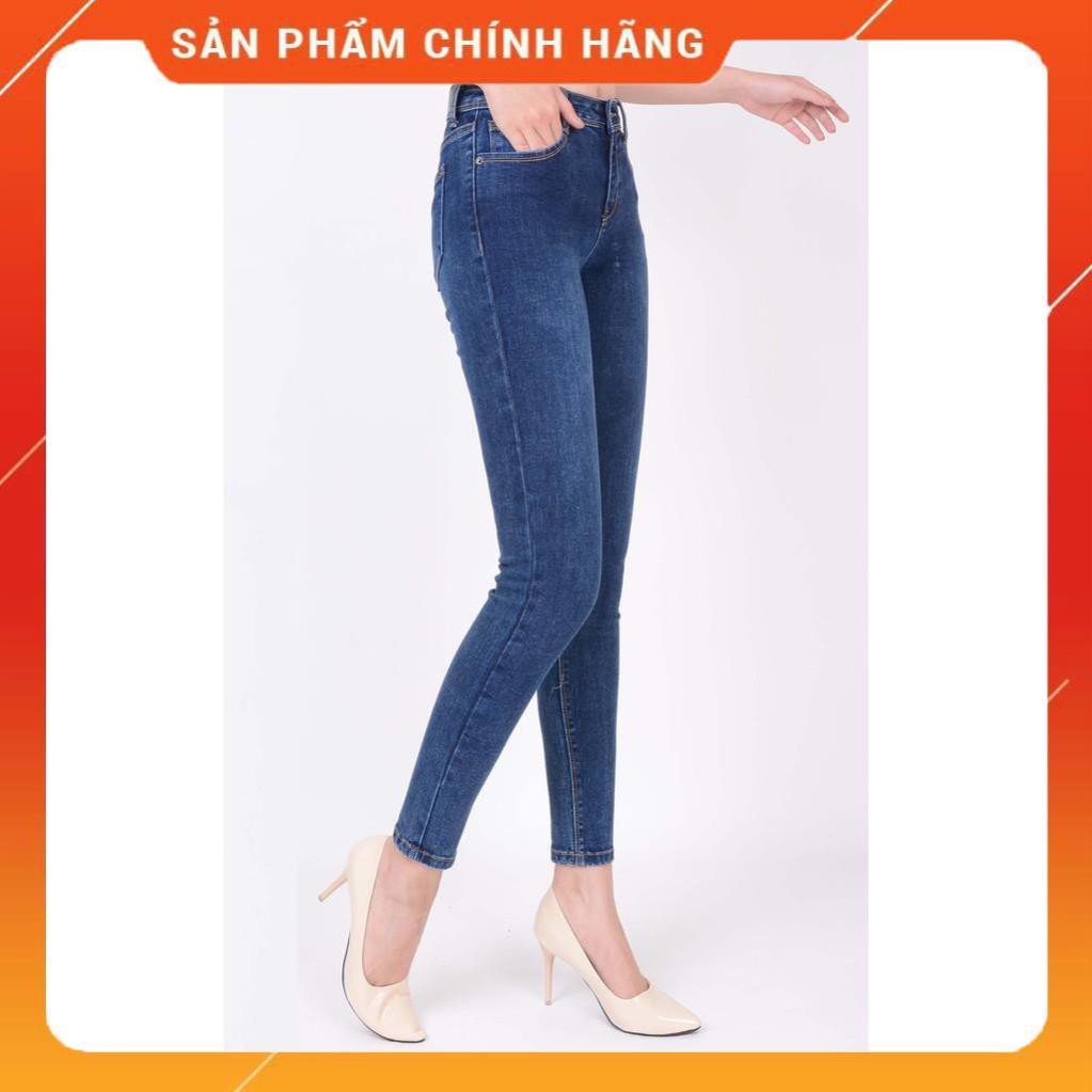 Quần jean nữ ống bó skinny đẹp lưng cao cạp cao trơn màu xanh đá hàng hiệu cao cấp mã 419 VANIZEN -pc2 c