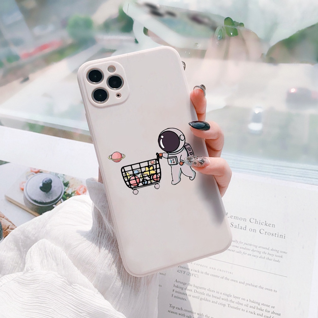 Ốp lưng iphone cạnh vuông Phi hành gia 6/6s/6splus/7/7plus/8/8plus/x//xs/11/12/pro/max/plus/promax e118