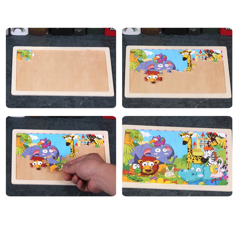 Đồ chơi trẻ em tranh ghép hình tranh ghép gỗ xếp hình cho bé ghép hình ảnh con vật giúp bé phát triển trí tuệ