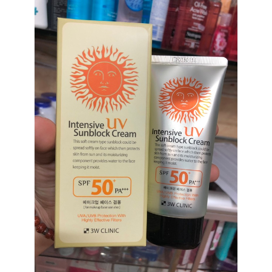 Kem chống nắng 3W Clinic Intensive Sunblock cream 70ml (hộp mặt trời đỏ)