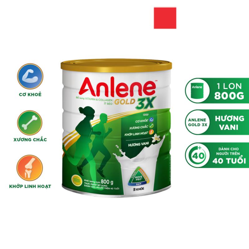 Sữa Bột Anlene Gold Movepro Hương Vanilla (Hộp Thiếc 800g)