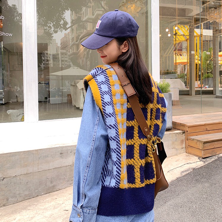 Áo ghi lê SUXI cổ chữ V dáng rộng thời trang mùa thu dành cho nữ