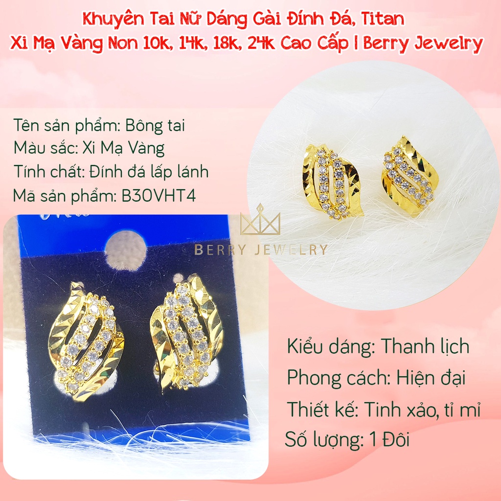 Bông Tai Nữ Dạng Bấm Bật Mạ Vàng Cao Cấp Mẫu Mới Lạ Bền Đẹp Sang B30VHT4