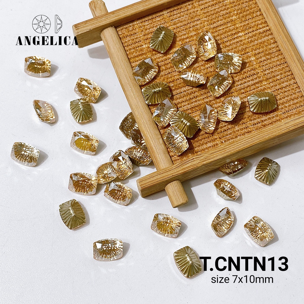 Túi 10 Viên Đá khối Nail Ngọc Hình Chữ Nhật Chân Vàng Trang Trí Móng ANGELICA T.CNTN