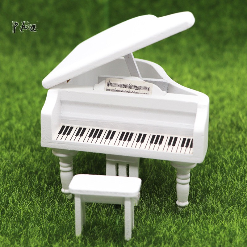 Đàn Piano Mini Bằng Gỗ Tỉ Lệ 1 / 12 Trang Trí Nhà Búp Bê