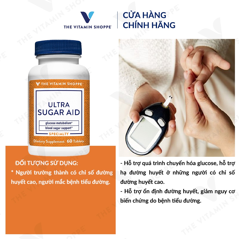 Viên uống hỗ trợ ổn định đường huyết The Vitamin Shoppe Ultra Sugar Aid 60 viên