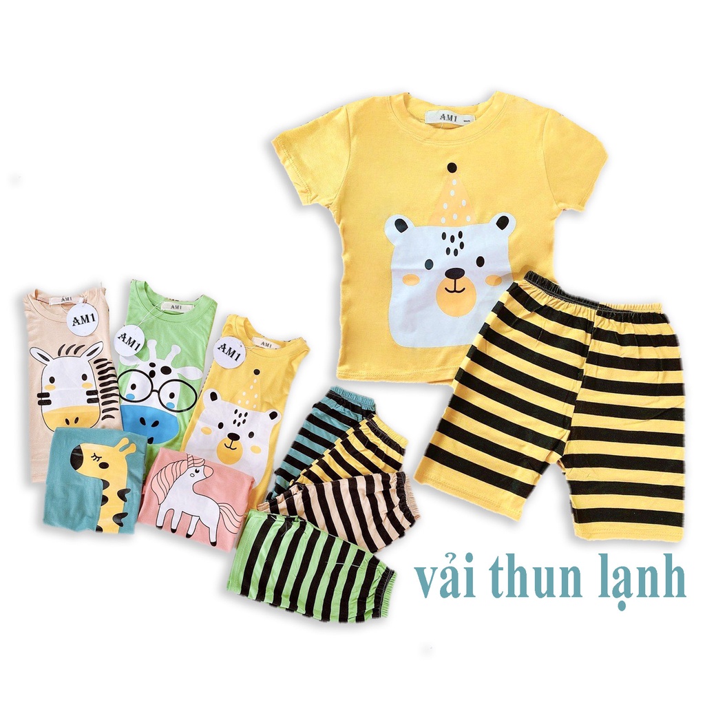 Đồ bộ quần áo cộc tay cho bé trai và bé gái chất thun lạnh AM666