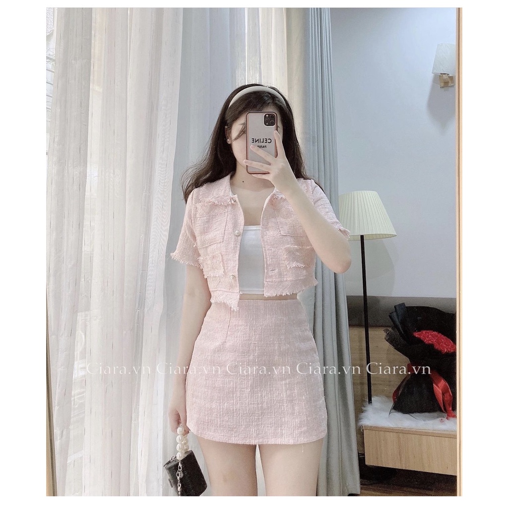 SET BỐ ÁO CROPTOP CHÂN VÁY 3 MÀU