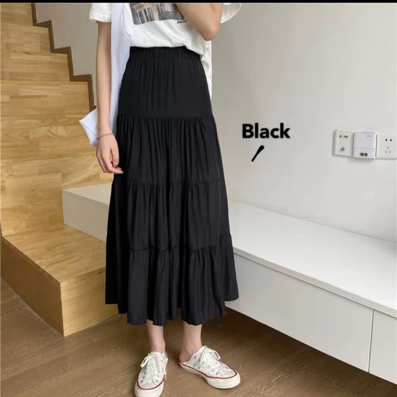 Chân váy midi xòe 4tầng dáng dài ulzzang hàn quốc