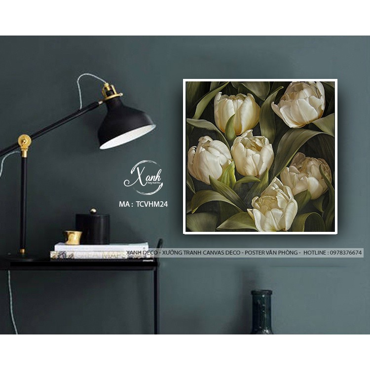 tranh canvas hoa Tulip trang trí sang trọng tinh tế 60x60 cm