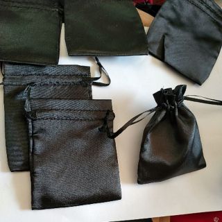 10 Túi rút mini vải satin đen 7x9cm