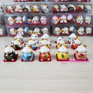 Bộ 5 Mèo Thần Tài Mini Bằng Gốm Sứ Mang Lại May Mắn - Ngũ Phúc Lâm Môn