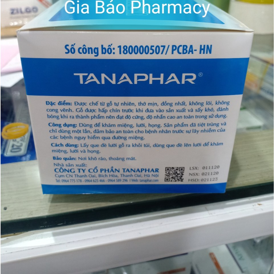 QUE ĐÈ LƯỠI GỖ TANAPHAR ( 100 QUE ) Tiện dụng,hợp vệ sinh