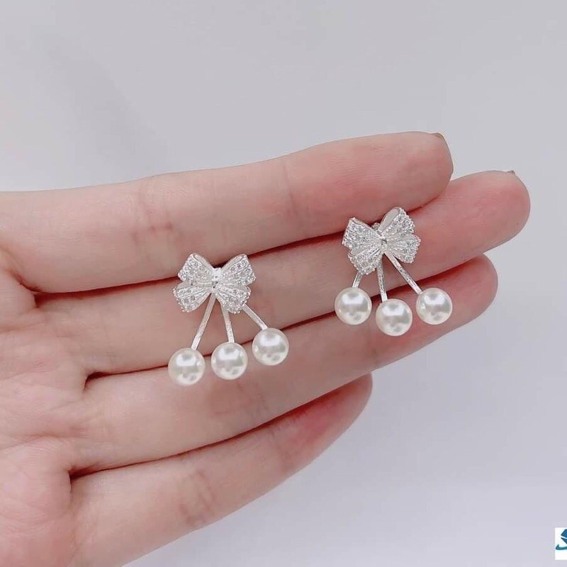 Bông tai nơ siêu xinh bạc ta cho nữ