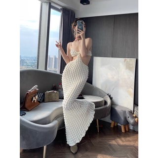 Váy Hai Dây Ôm Body Cutout Ngực Dáng Dài Chất Xốp Nổ Hạt Ngô Lạ Mắt Co Giãn Dễ Mặc Siêu Hot Thời Trang