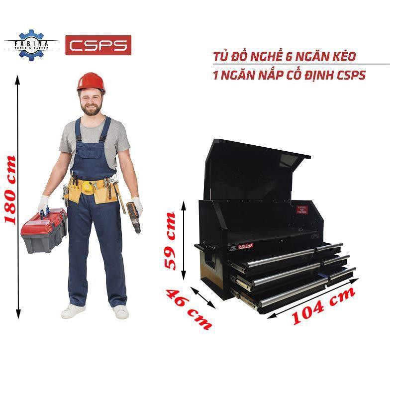 Tủ đồ nghề 6 ngăn kéo 1 ngăn nắp cố định CSPS