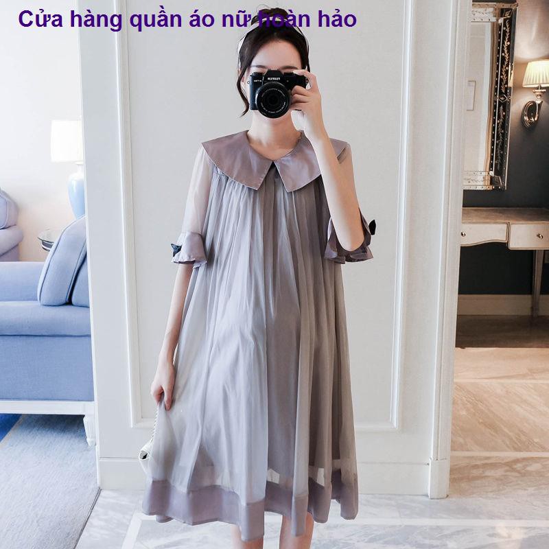 áo nữquần áo bà bầu mùa hè mới, phụ nữ thời trang plus size, váy lưới,