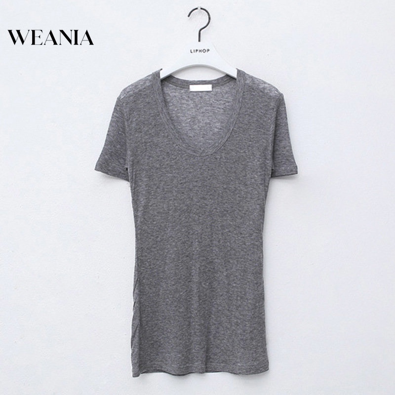 Áo Thun Tay Ngắn Cổ Chữ V Khoét Sâu Phong Cách Quyến Rũ