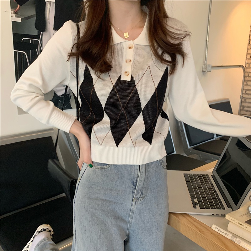 Áo Len Tay Dài Màu Sắc Retro Thời Trang Mùa Thu Cho Nữ