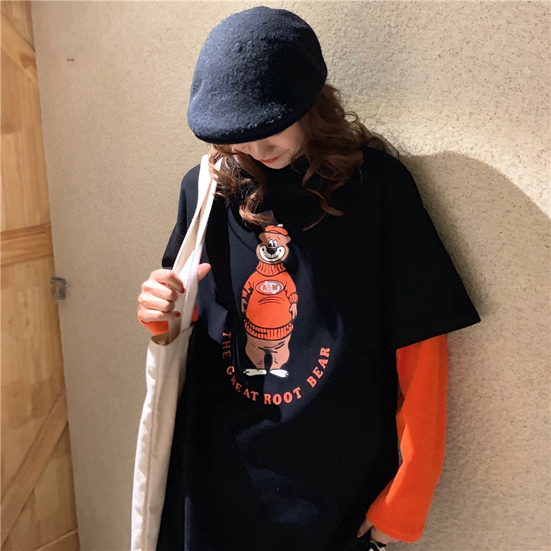 SUXI Áo Thun Tay Dài In Hình Hoạt Hình