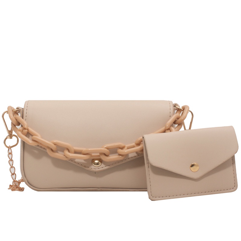 Túi Đeo Vai Một Bên Vai Màu Trơn Dây Xích Kiểu Hàn Quốc Cổ Điển Thời Trang Dành Cho Mẹ Và Bé