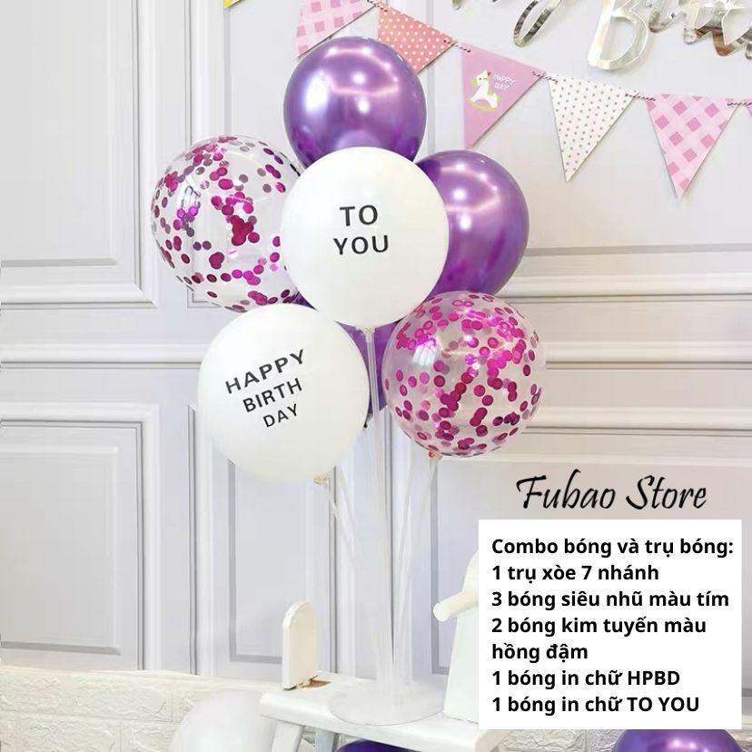 Trụ bóng kèm bong bóng, set trụ + bóng trang trí sinh nhật, phụ kiện trang trí sinh nhật Fubao Store