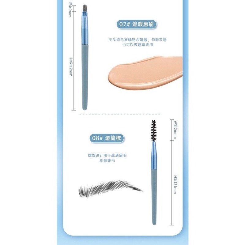 Bộ 8 Cọ Trang Điểm Phấn Mắt/Má Hồng/Kem Nền/Môi/Lông Mày Màu Macaron GYL684