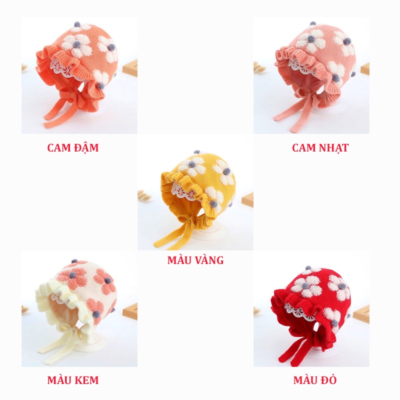 Mũ len cho sơ sinh gái trai trùm đầu hình hoa dễ thương phù hợp trẻ em 5 đến 18 tháng tuổi - ML28