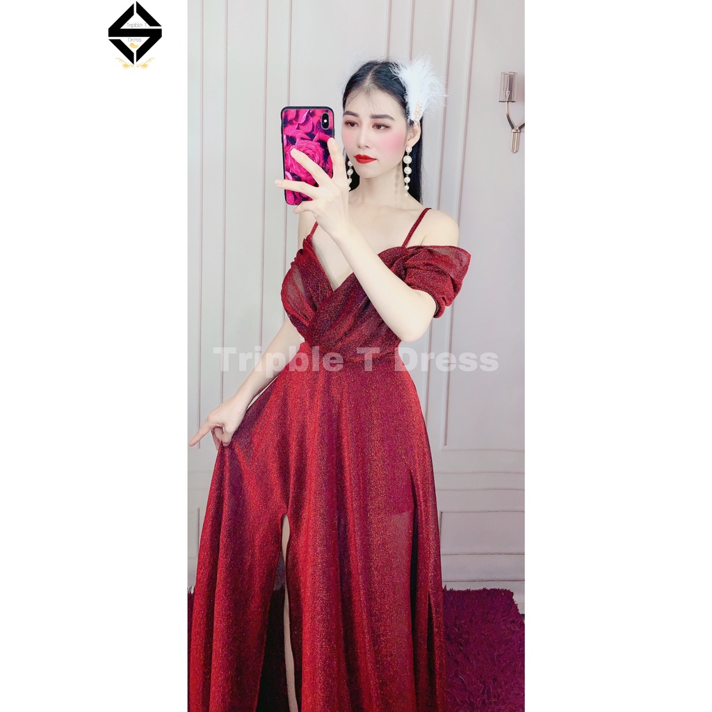 Đầm maxi dạ hội chất thun nhũ kim tuyến lấp lánh TRIPBLE T DRESS - size M/L - MS398V