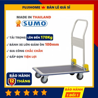 Xe đẩy hàng 4 bánh gấp gọn SUMO HL-110C, bánh cao su êm ái, xe kéo hàng gấp gọn siêu thị đa năng giá rẻ