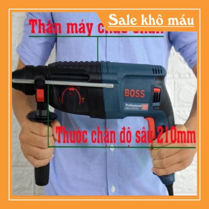 Máy khoan bê tông BOSS công suất 800w có đảo chiều Khóa điện tự động, Ly hợp tự động, Điều tốc vô cấp, Đầu cặp nhanh