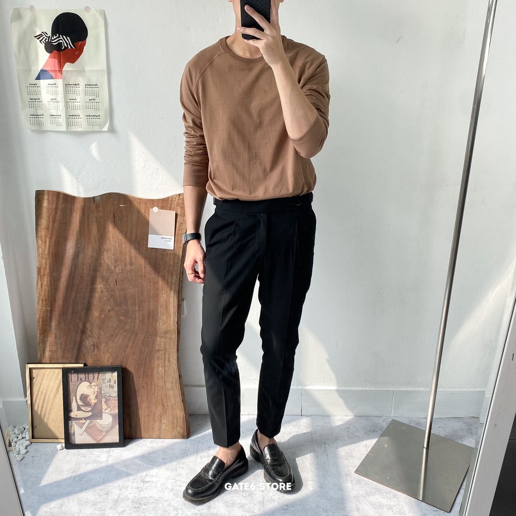 Quần tây Nam gắn đai, quần âu cạp cao công sở Hàn Quốc kèm khóa hông co giãn slimfit Hàn Quốc - GATE6 Side tabs - G0026