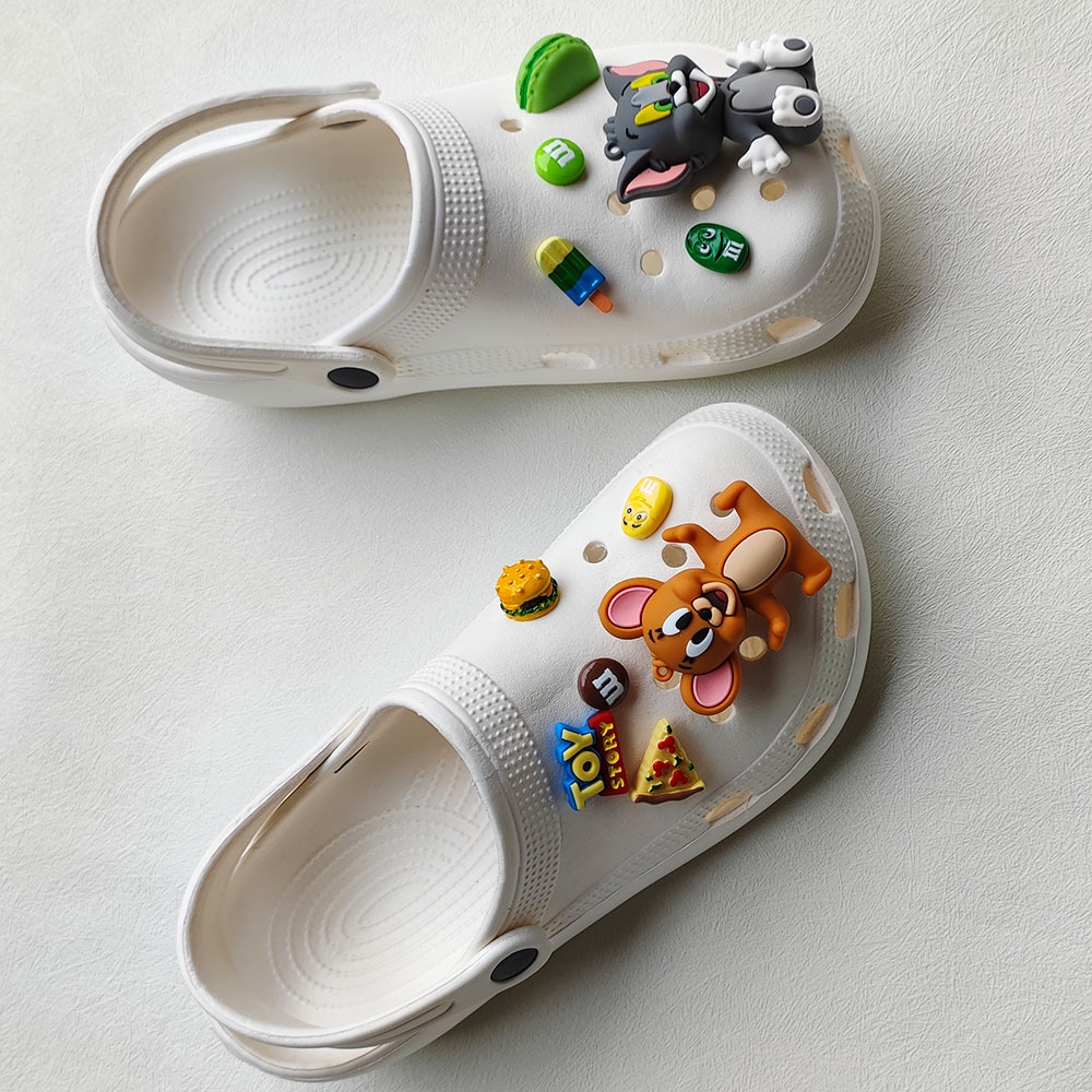 Bộ Phụ Kiện Hình Hoạt Hình Tom Và Jerry Jibtiz Dễ Thương Dùng Trang Trí Giày Cho Nữ