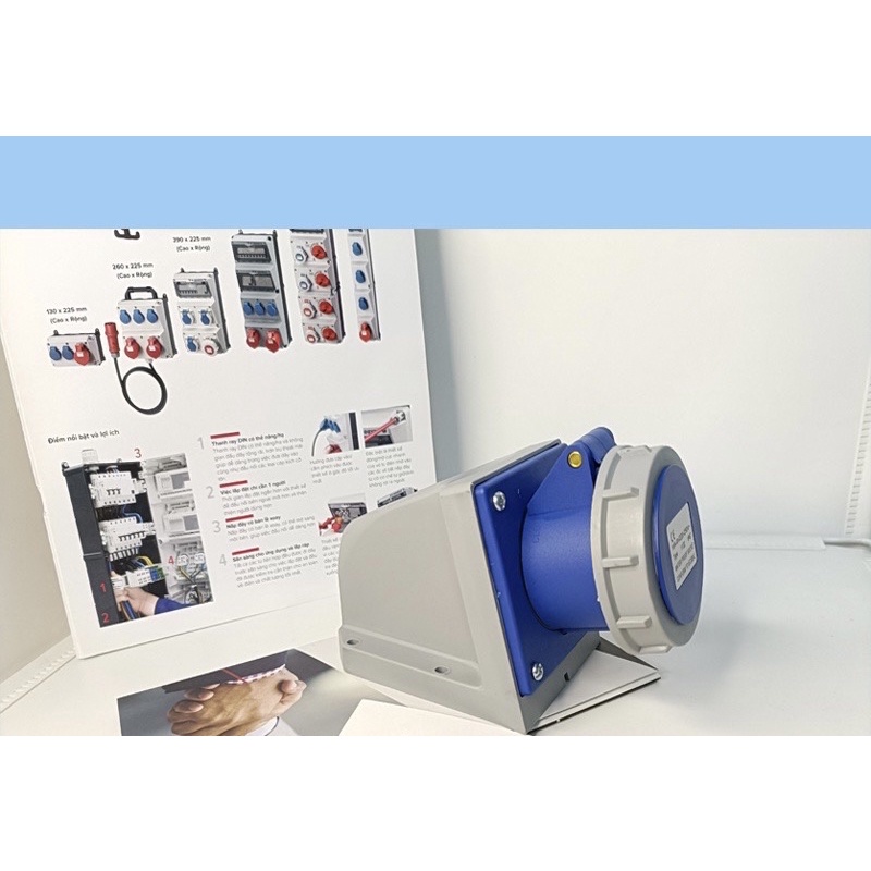Ổ cắm công nghiệp gắn tường 1 pha 3 chấu 16A IP67