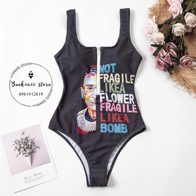 Monokini Đen Kéo Khoá - Đồ Bơi 1 Mảnh Kéo Khoá - Bikini 1 Mảnh Kéo Khoá