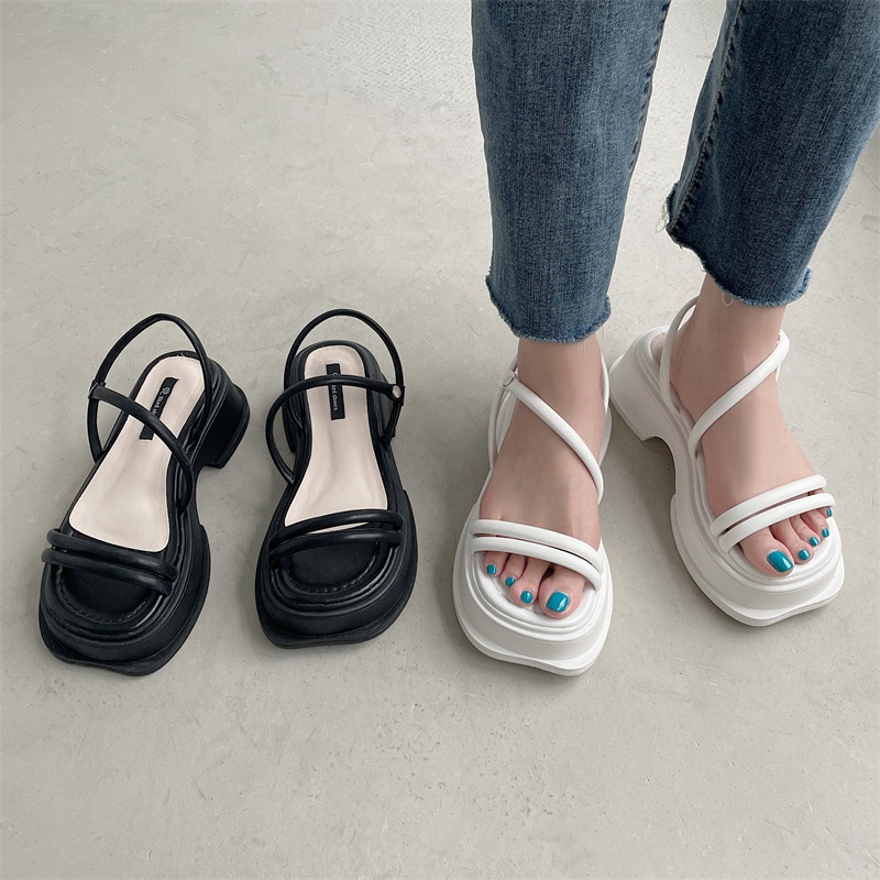 Dép xăng đan đế dày cao 5-6cm quai tròn siêu chất POCI 205