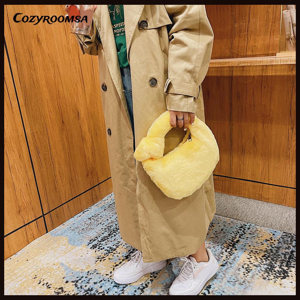 Túi xách lông nhung màu trơn thời trang thu đông cho nữ