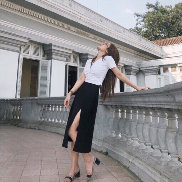 Chân váy dài xẻ đùi Bigsize