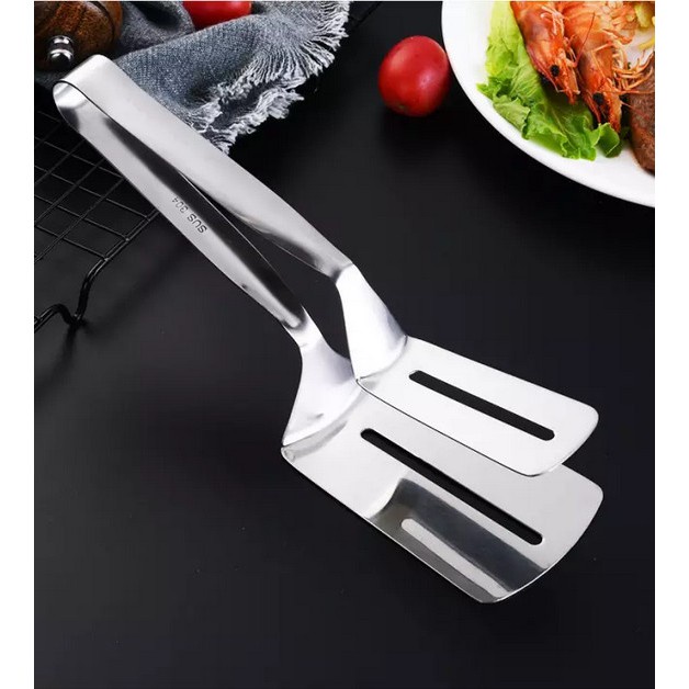 Kẹp inox gắp đồ ăn, xẻng gắp đồ chiên kẹp thực phẩm bằng inox bền đẹp