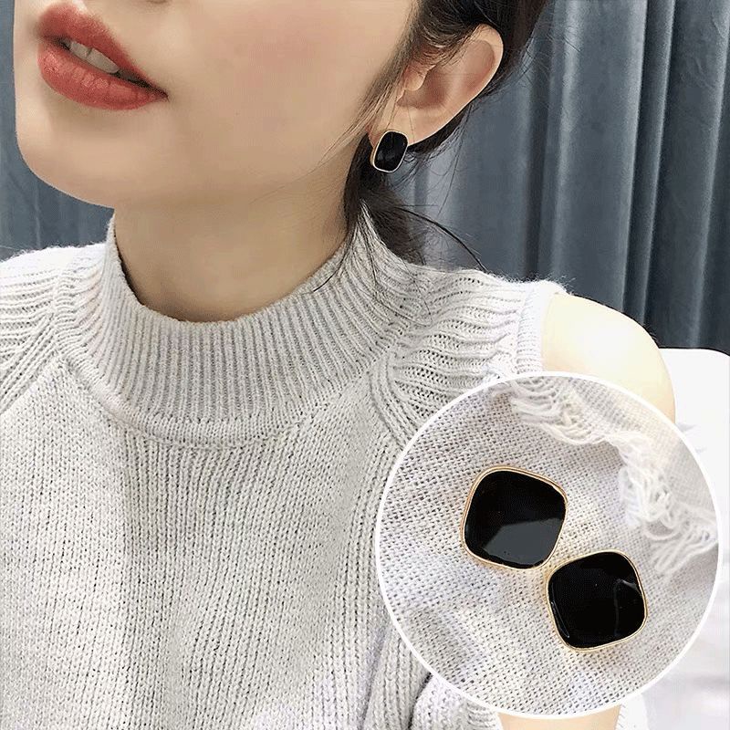 Bông Tai Mạ Bạc 925 Hình Vuông Màu Sắc Đơn Giản