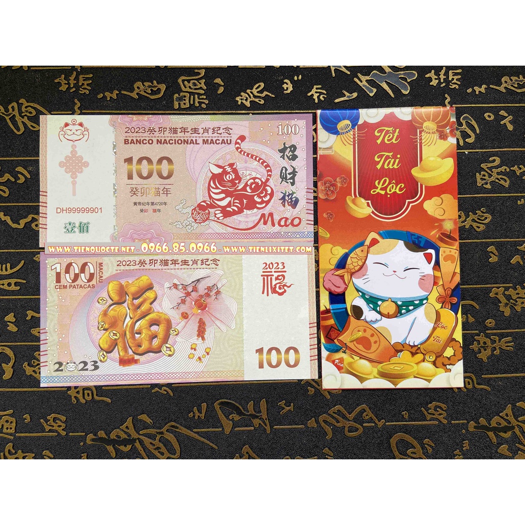 [TẾT 2023] Tiền Con Mèo Kỷ Niệm Macao 100 patacas Lì Xì Tết